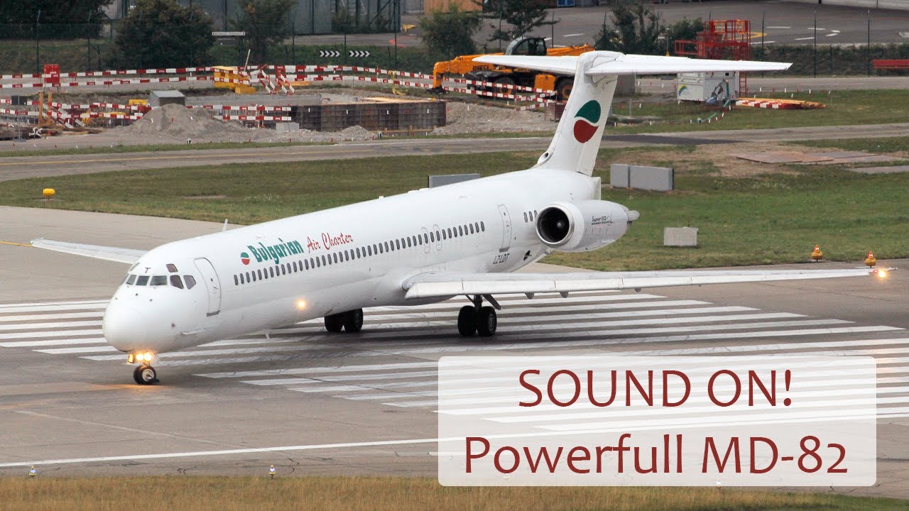 SOUND ON! 27 Year old MD-82 leaving Zurich - JT8D Engines