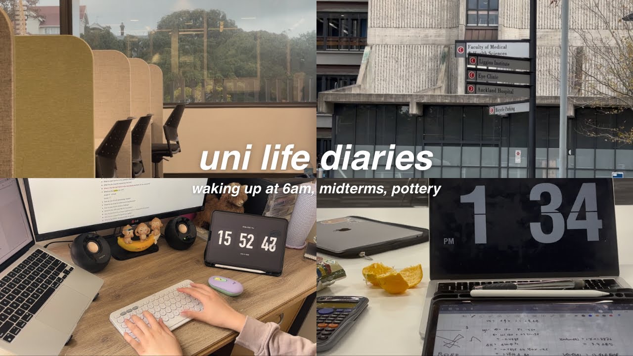 busy uni diaries: waking up at 6AM, productive studying for midterms + first pottery class ✧˖°