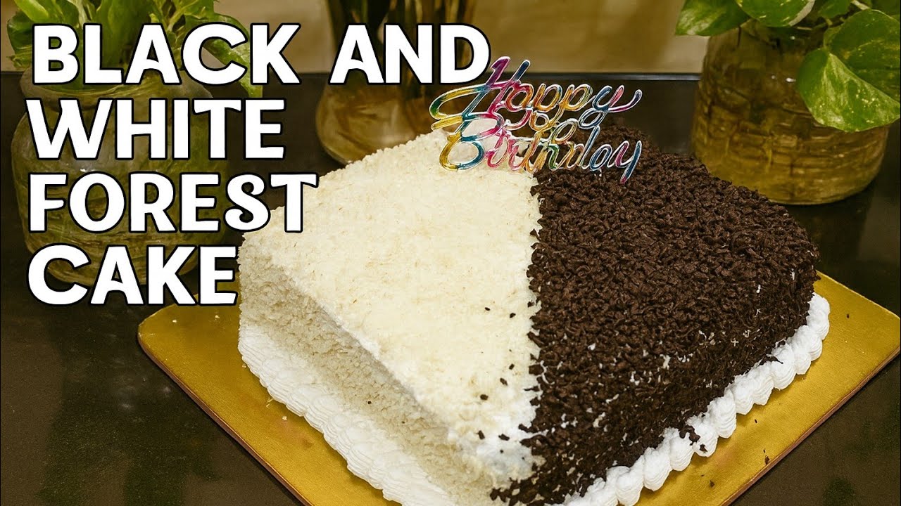 2-Color Forest Cake Design | Black & White Birthday Cake Decoration 