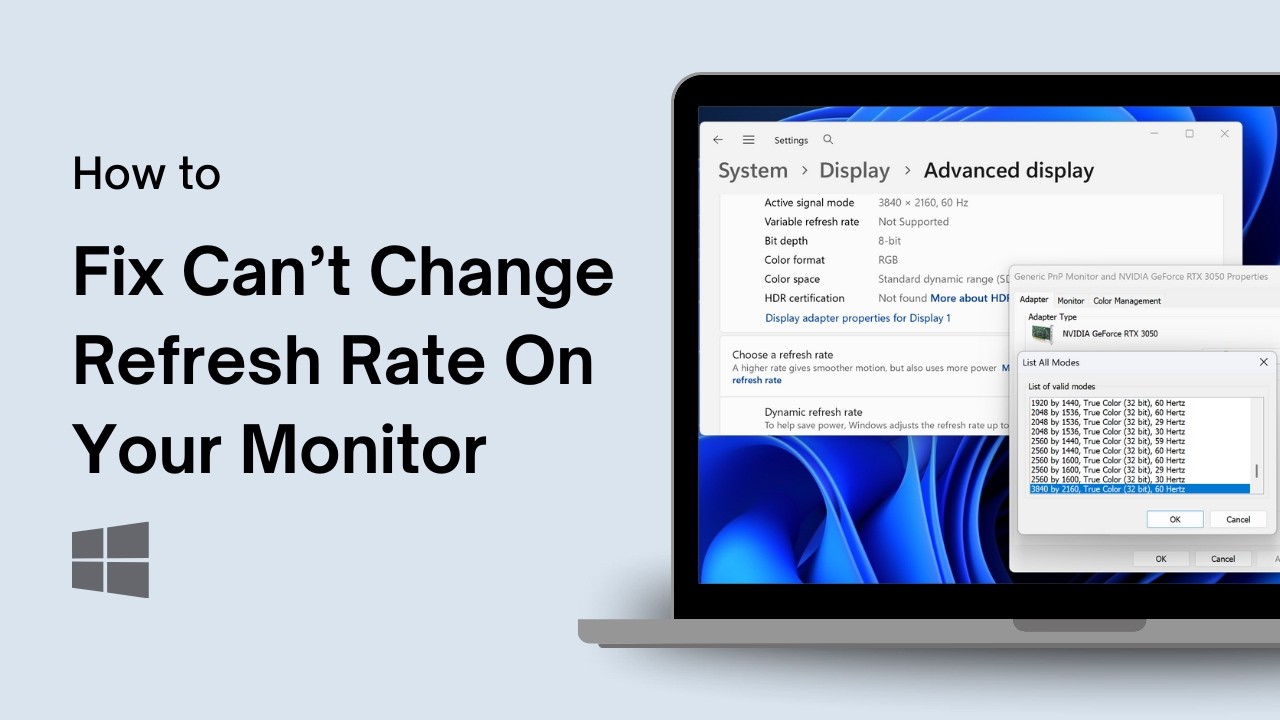 How to Fix Can’t Change Refresh Rate On Your Monitor on Windows 11