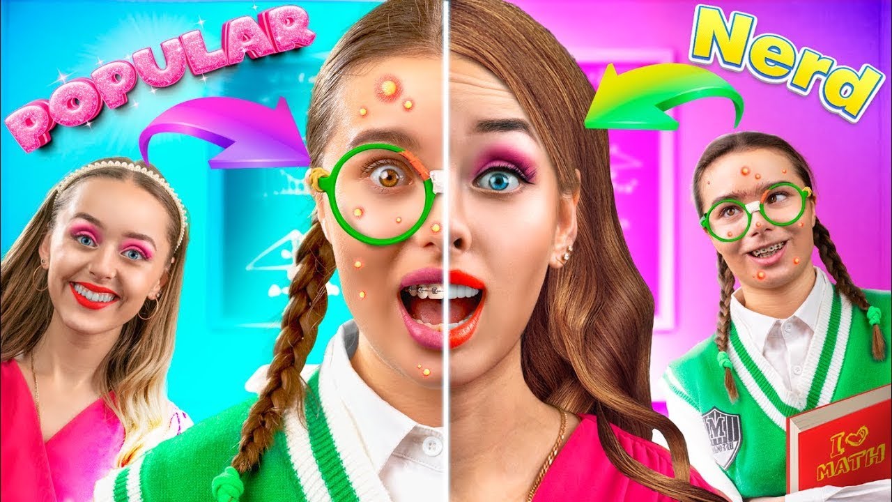 De Nerd a Popular / Troca de Corpo / Transformação Extrema com Bugigangas do TikTok