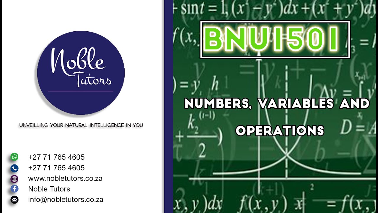 BNU1501 - NUMBERS, VARIABLES AND OPERATIONS