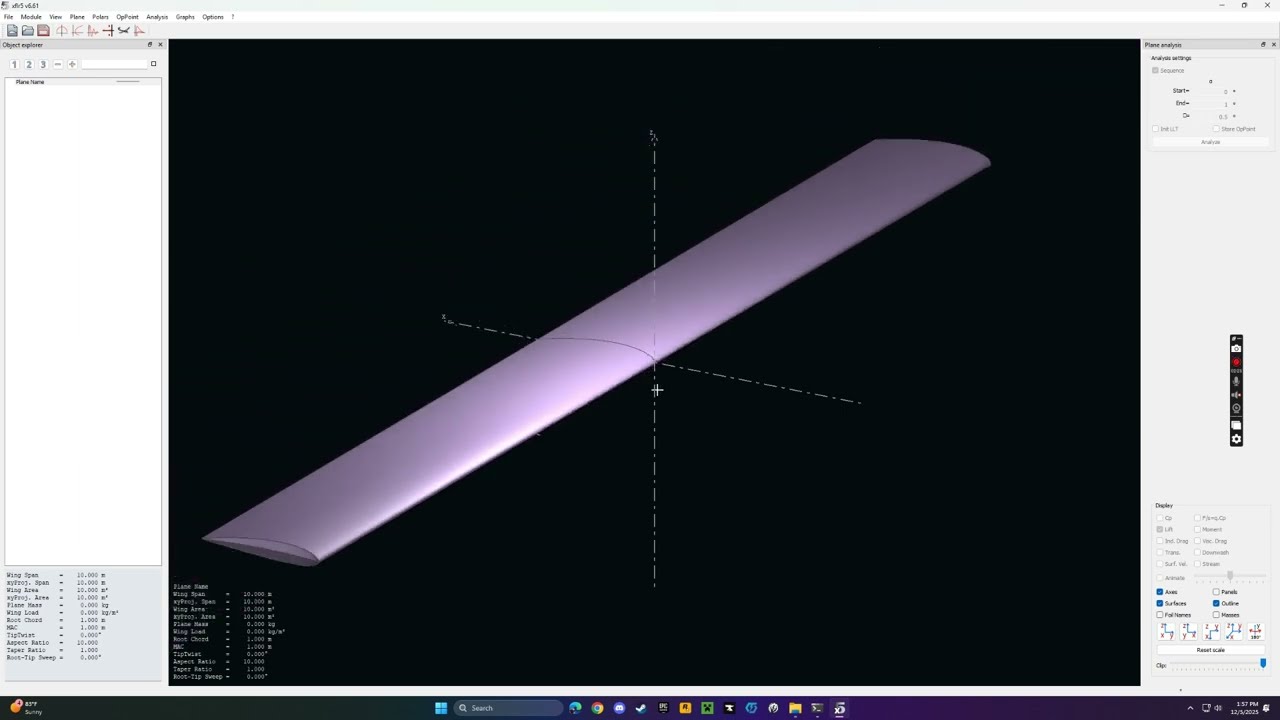 XFLR5 Analysis of NACA 2415 Rectangular Wing