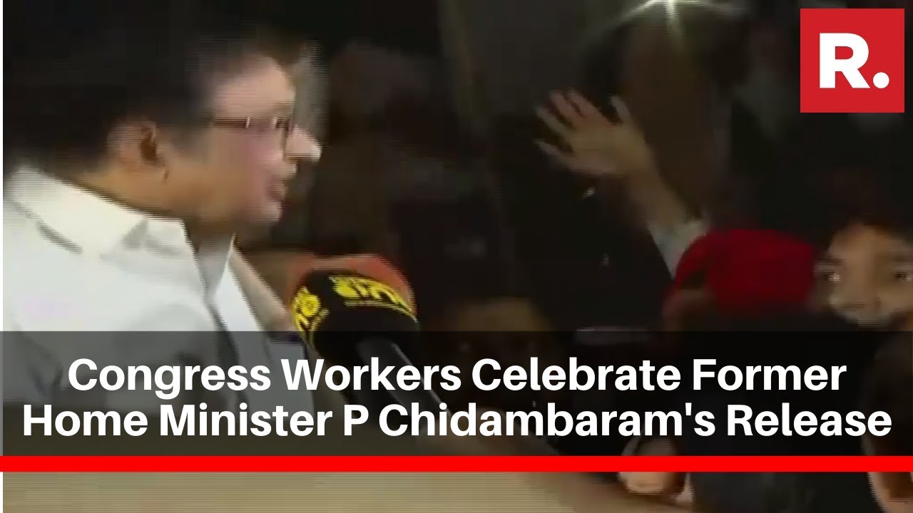 Congress Workers Celebrate Former Home Minister P Chidambaram's Release From Tihar Jail