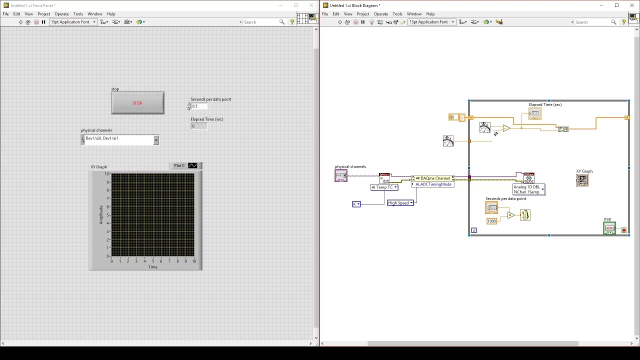 Программа LabVIEW для многоканального сбора данных NI-DAQmx