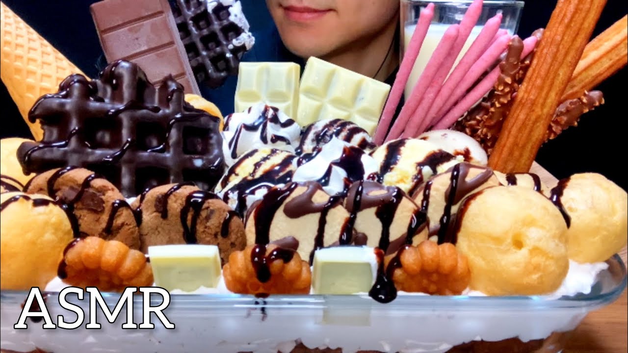 【咀嚼音】ジャンボチョコレートパフェを食べる Chocolate parfait/ASMR/EatingSounds/Mukbang/먹방