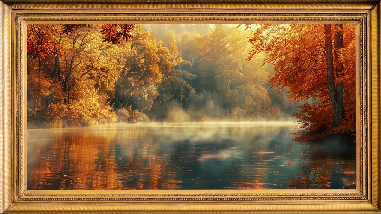 TV Wall Art 4K 🍁 Autumn Lake Ambience | 2 Hour Cozy Fall Forest (No Music)