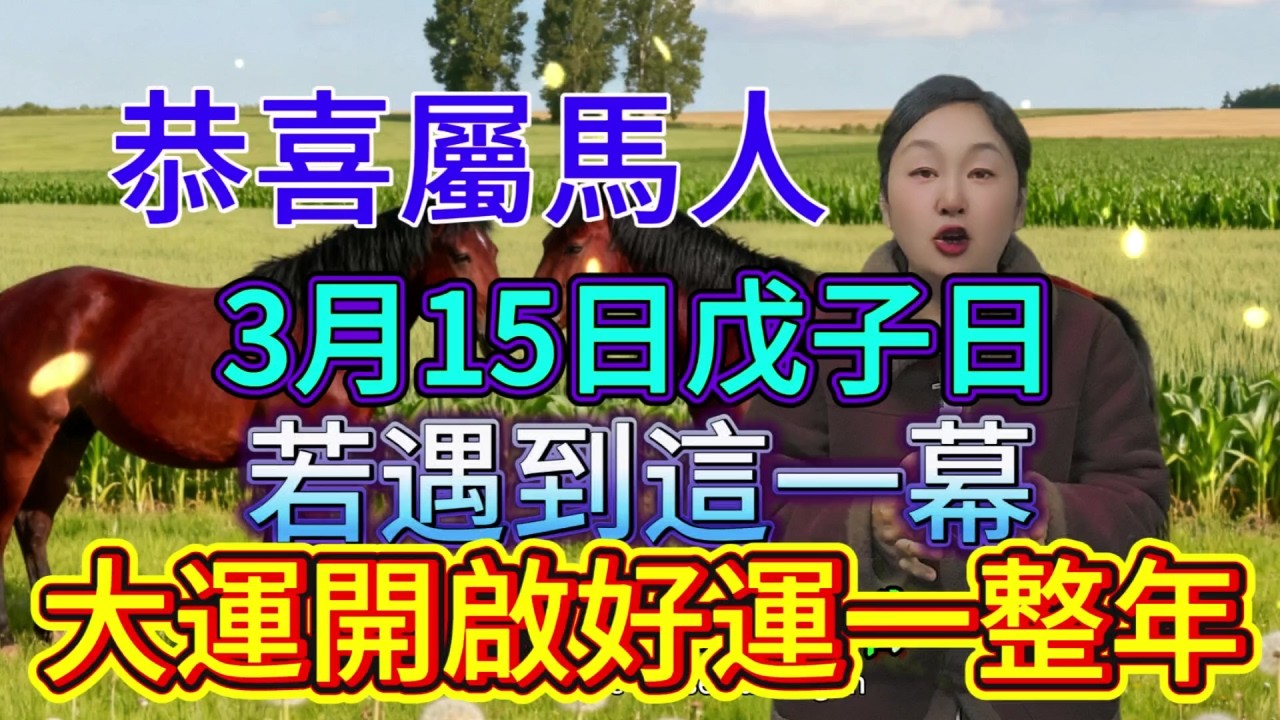 恭喜屬馬人！3月15日戊子日，若遇到這一幕，馬年大運徹底開啓，好運一整年！#正能量 #運勢 #家居風水宜忌 #財富 #補財庫旺財氣 #風水