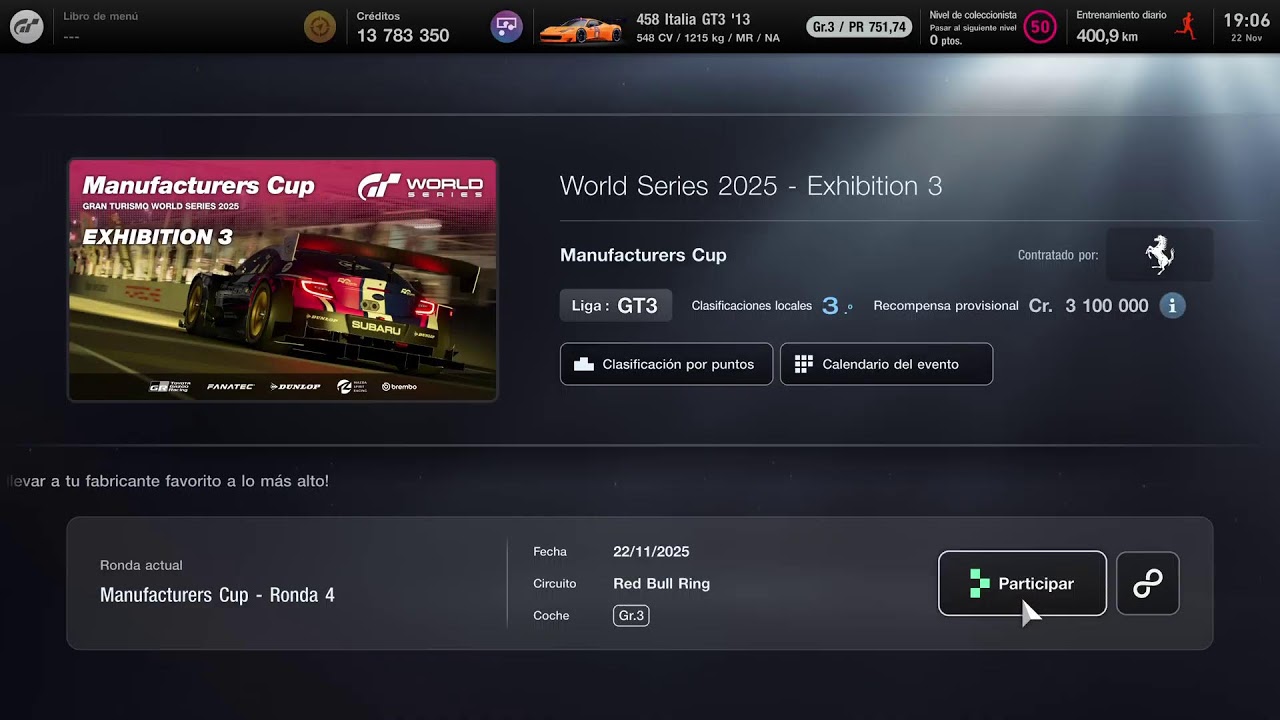 Gran Turismo 7 - Manufacturers Cup in RedBull Ring with Ferrari 458 Sesion de tarde