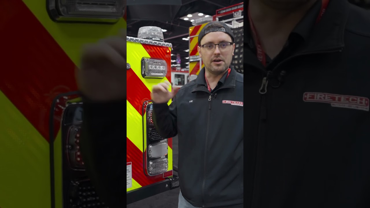 FireTech options on a Seagrave Aerialscope 95&rsquo; from FDIC 2023! #fireapparatus #firetruck #lighting