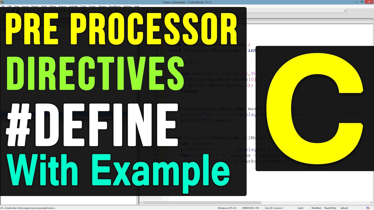 define Pre Processor Directive in C Programming Language Video Tutorial