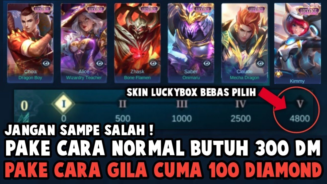 JANGAN SAMPE SALAH ! SKIN LUCKYBOX BEBAS PILIH CUMA PAKE 100 DIAMOND PAKE CARA GILA INI !!