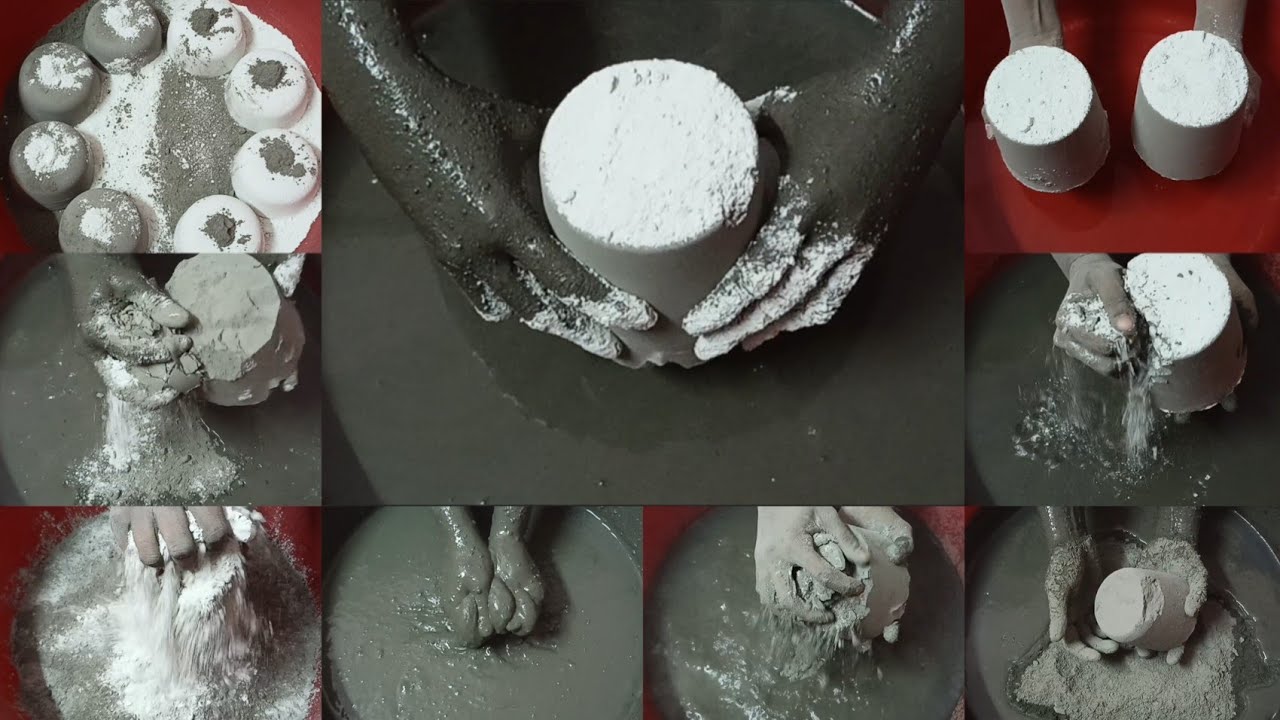 6K Celebration🎊🥳Video 1/6 || Fresh Fluffy White & Gray Cement Combo Dry+💦 Crumbling ASMR #1048