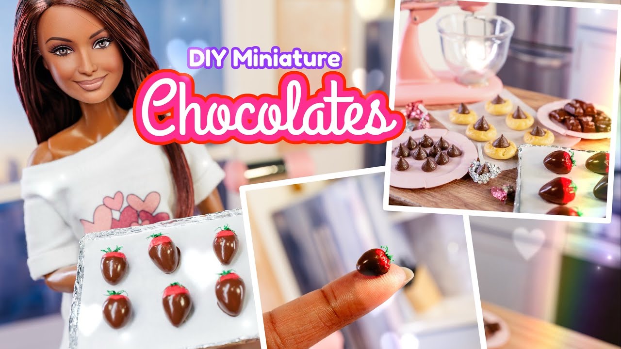 How To Make Mini Stuff For Dolls: Craft Chocolate Covered Strawberries, Hershey's Kisses & Cookies