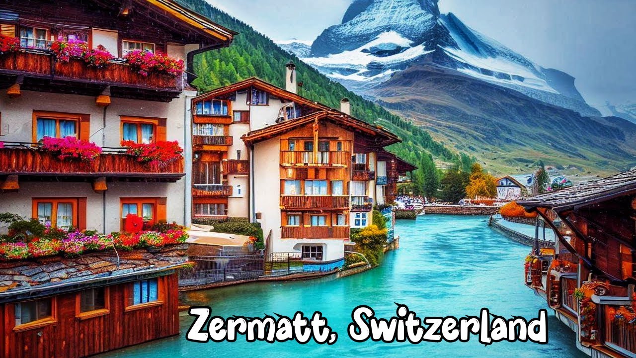 Zermatt, Switzerland walking in the rain 4K - The most beautiful Swiss towns - Fairytale town