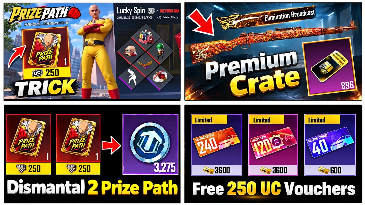 🚨Don't Make This Mistake | One Punch Man Prize Path in 250 UC | Bgmi Premium Crate Upgradable Gun