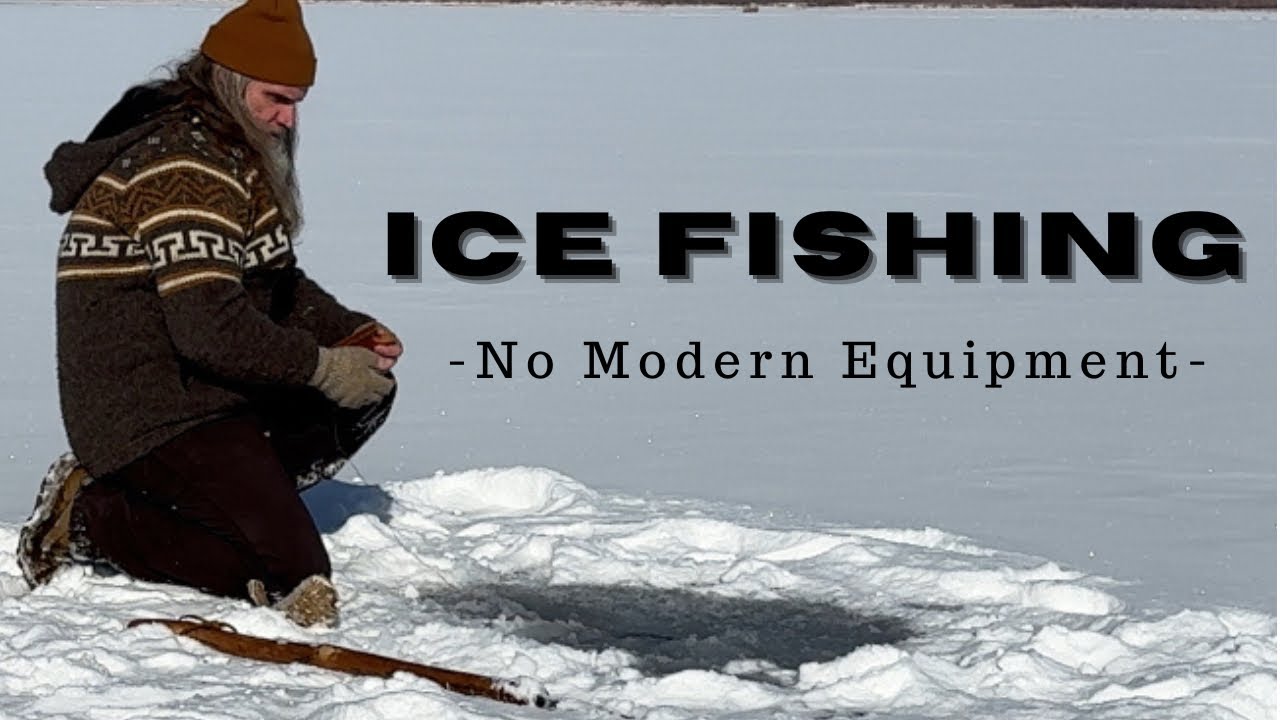 PRIMITIVE Ice Fishing - No Modern Equipment #survival #fishing #icefishing #survivalskills #diy