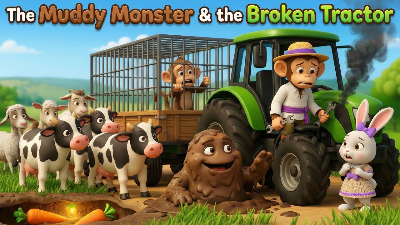 🚜💥 Uh Oh! BROKEN TRACTOR & The Muddy Monster! 💩 Can Banzo Rescue the Trapped Monkey? 🐵🔒