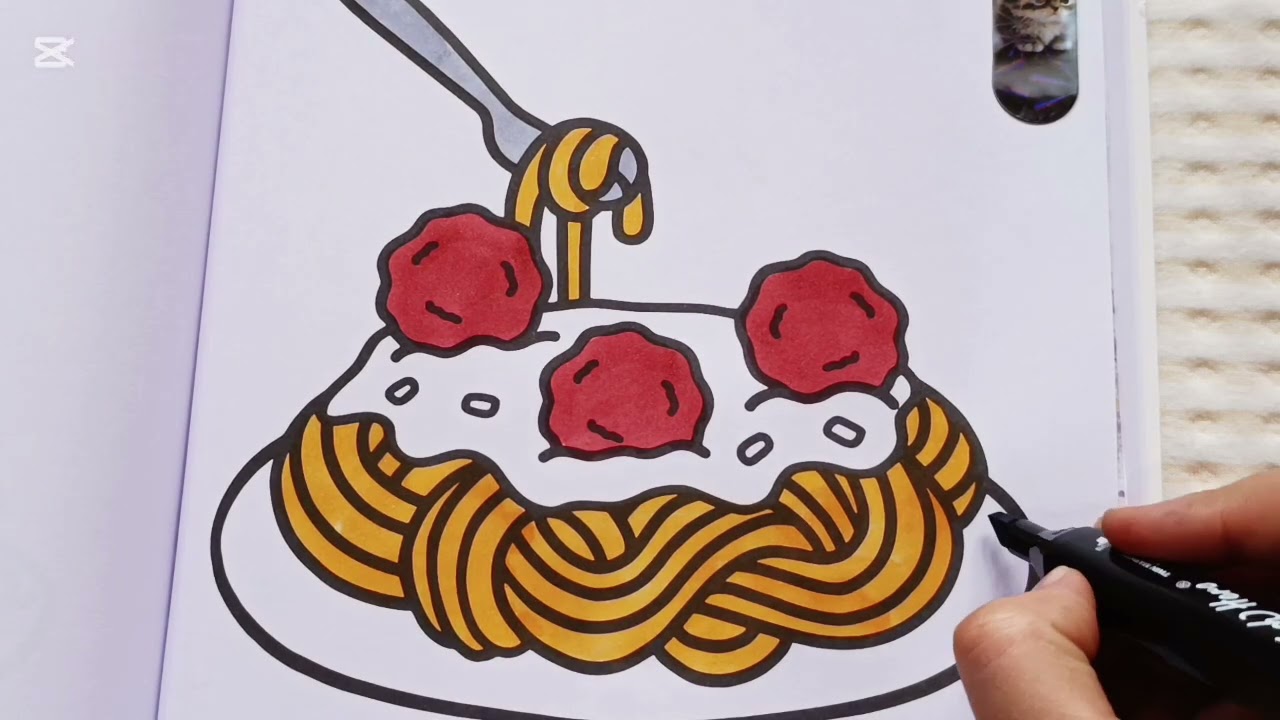🍜 Coloring Lagman Noodles Dish | Delicious Food Coloring Page | Relaxing Video