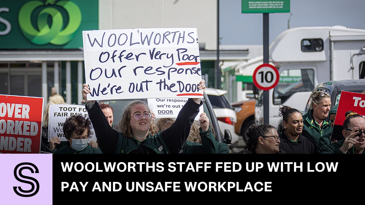 Woolworths workers march for living wage, safer staffing | Stuff.co.nz