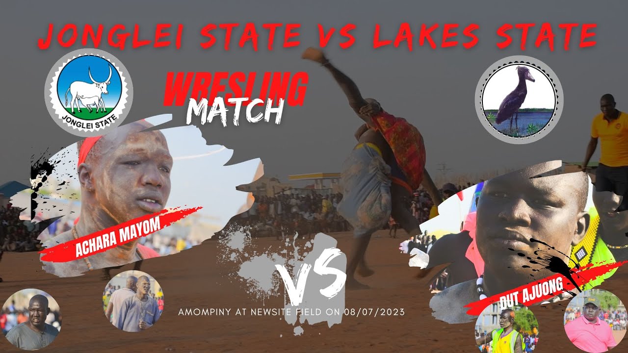 South Sudanese Wrestling, Amompiny of Jonglei Vs Lakes State, Achara vs Dut Ajuong on 8/7/23. NS.