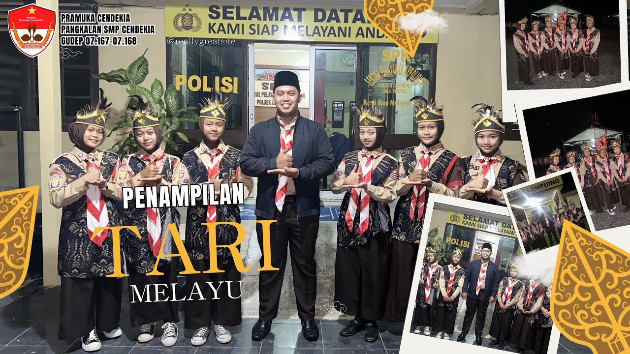 Penampilan tari melayu oleh anggota Pramuka Cendekia di Polsek Lempuing