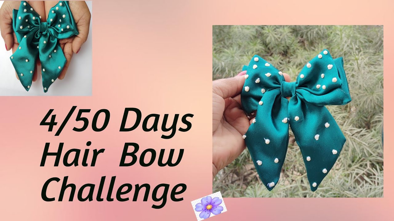 🎀4/50 Days Hair Bow Challenge | Beautiful Bow with Tails Satin Hair bow Tutorial with Tails