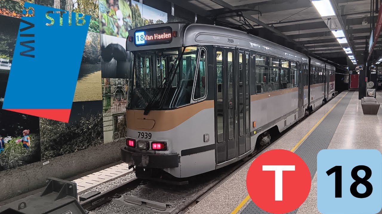 (Tramway Stib) Trajet complet ligne 18 Van Haelen à Albert PCC 7900 n°7939.