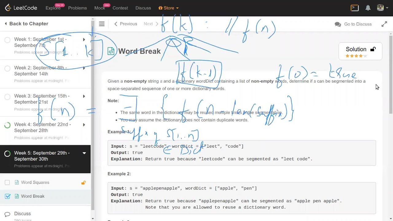 Word Break - LeetCode Problem - 29th September LeetCoding Challenge