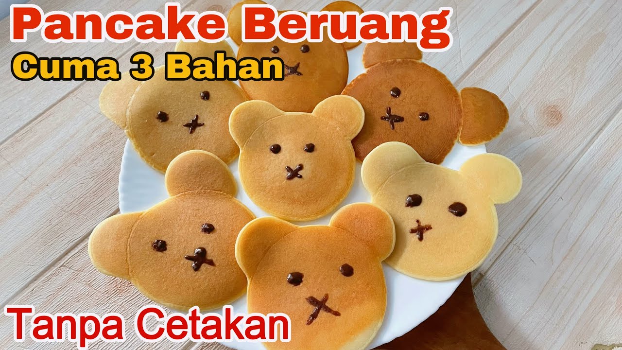 CARA TERMUDAH Bikin PANCAKE BERUANG Cuma 3 BAHAN &bull; TANPA CETAKAN #easypancake