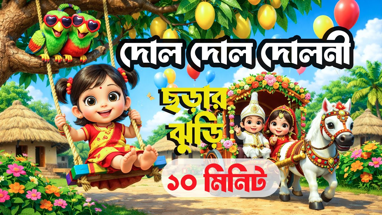 দোল দোল দোলনী | Dol dol doloni ranga mathay chiruni | Chorar Jhuri | Kids Bangla Chora