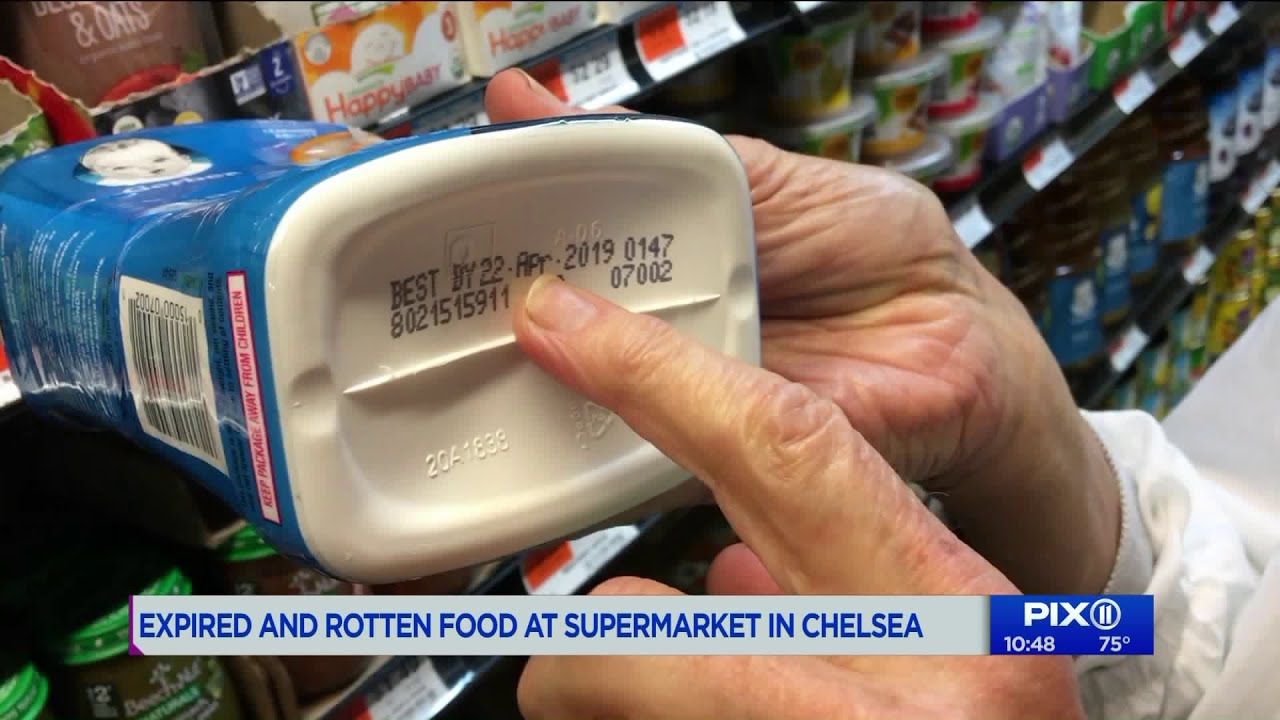 Expired and rotten food at supermarket in Chelsea