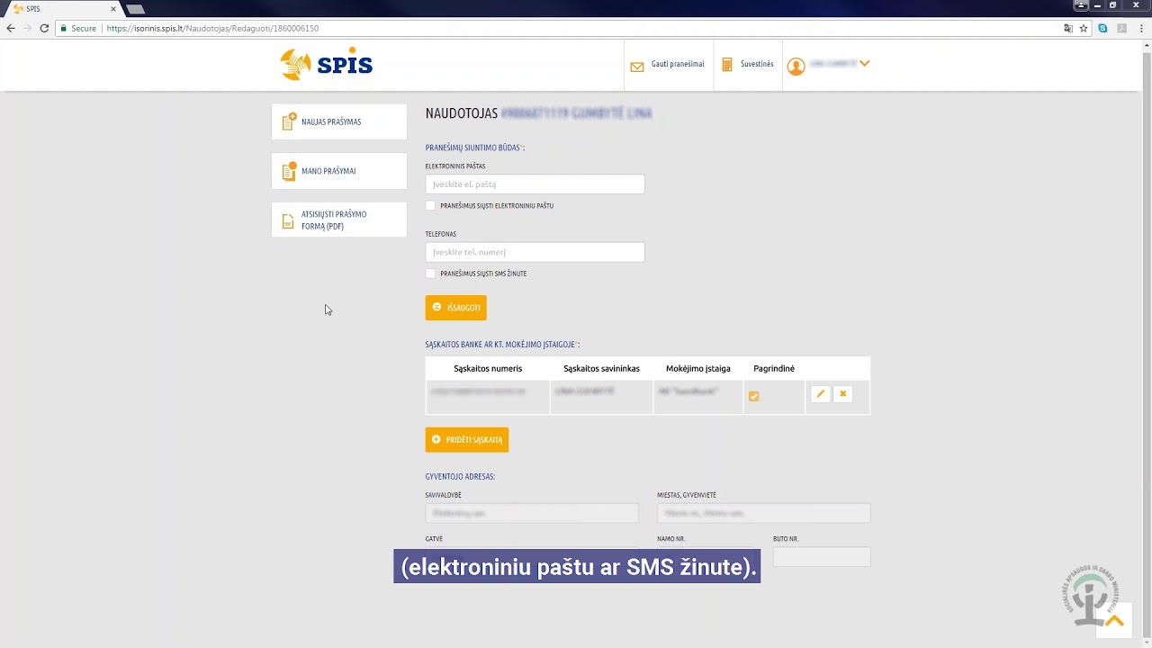 Prisijungimas prie SPIS
