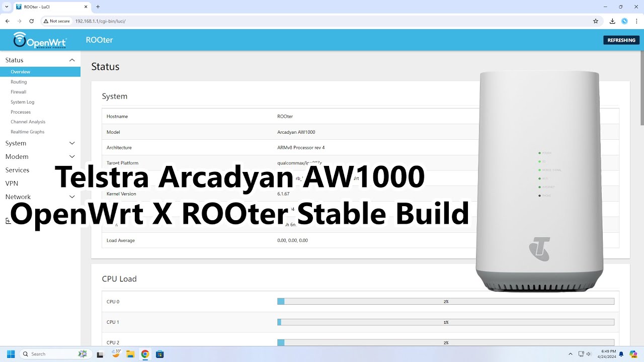 OpenWrt x ROOter Firmware Stable Build for Telstra Arcadyan AW1000