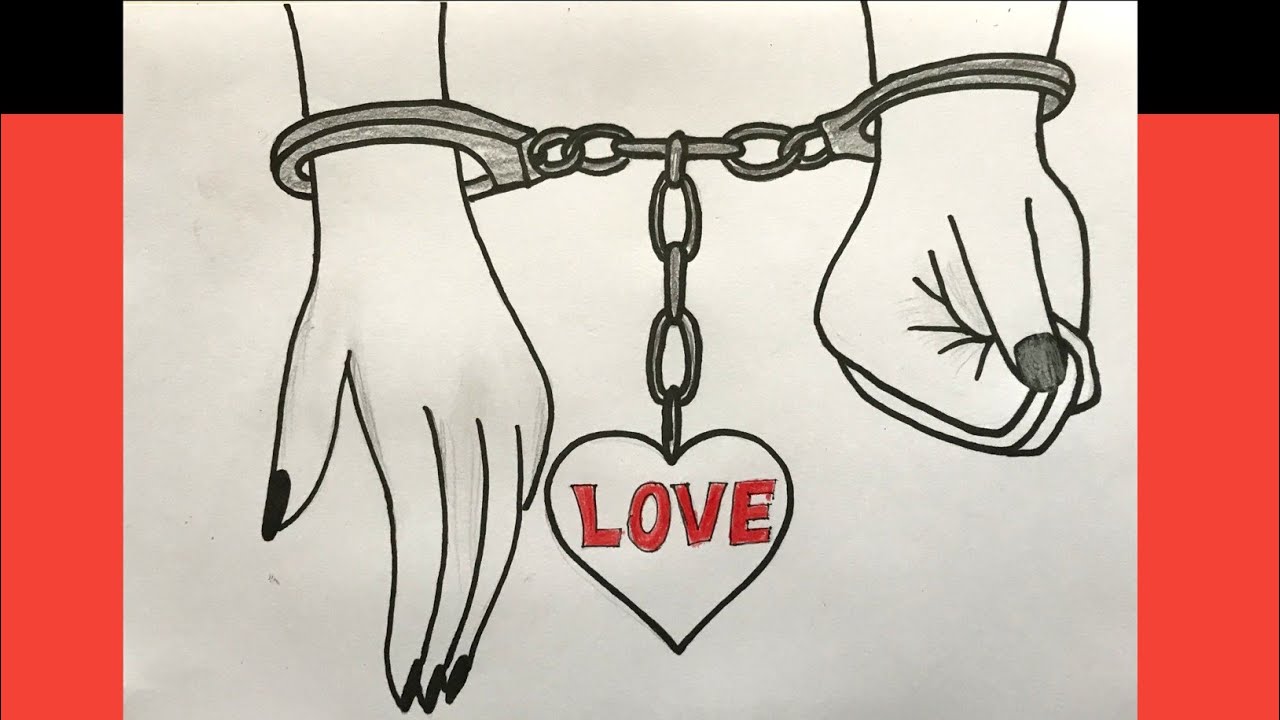 Romantic couple holding hands pencil sketch toe lover hands drawing step by step | Valentine day