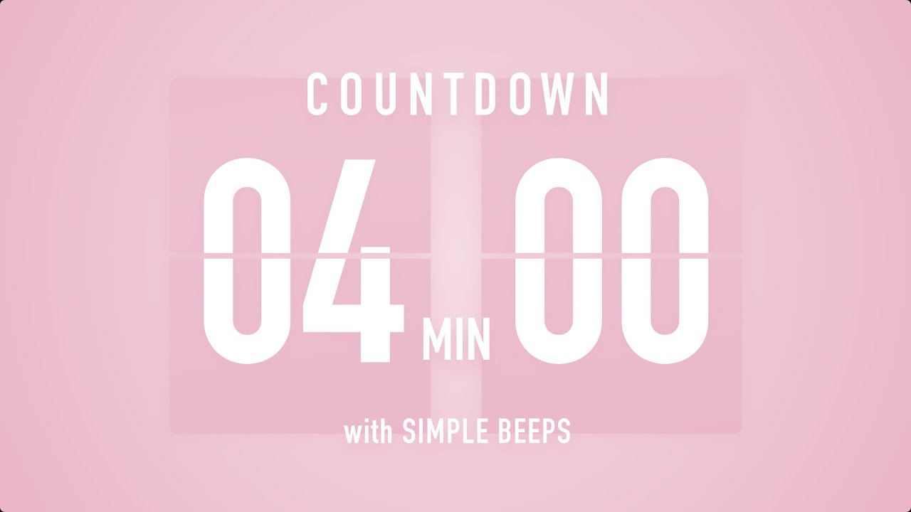 4 Minute Countdown Timer 🌸 Flip Clock with Simple Beeps 🔔