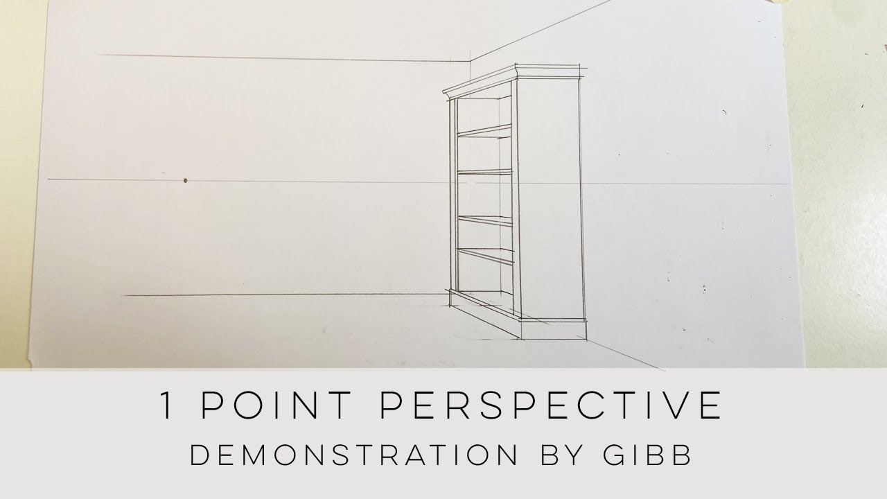 How to draw a bookcase using 1 pt perspective for the beginner