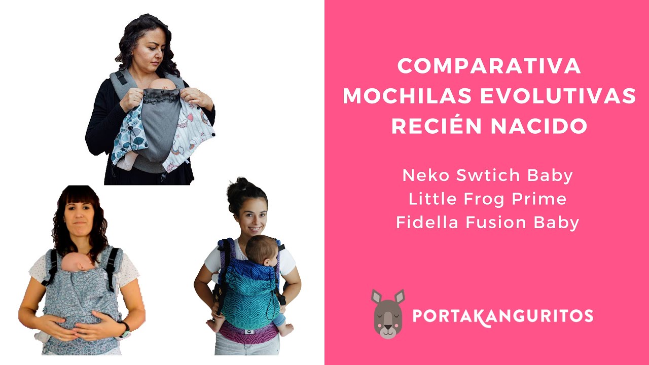 Comparativa mochilas portabebés evolutivas: Neko Switch Baby, Little Frog Prime y Fidella Baby