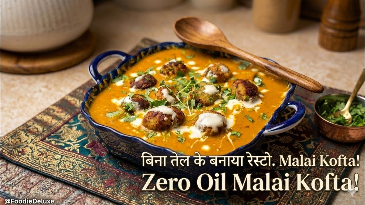 Zero Oil Malai Kofta ! बिना तेल के बनाया रेस्टोरेंट जैसा मलाई कोफ्ता |  Oil Free Recipe
