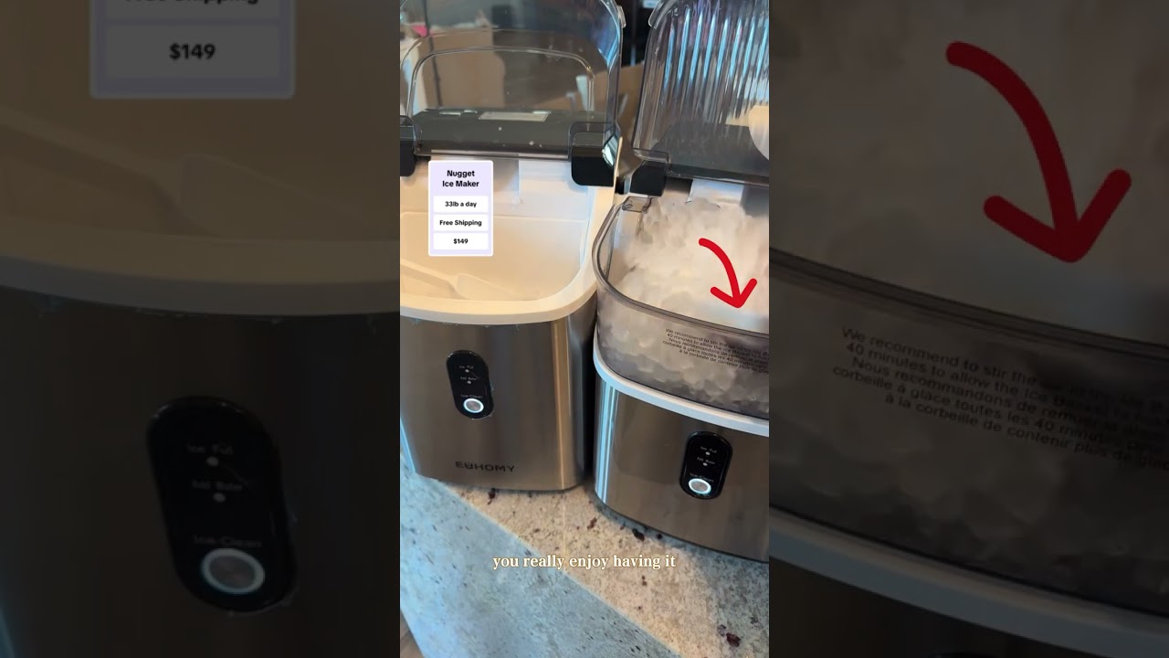 EUHOMY Nugget Ice Makers Countertop, Pebble Ice Maker Machine with 35lbs/24H&33lbs/24H Soft Ice,