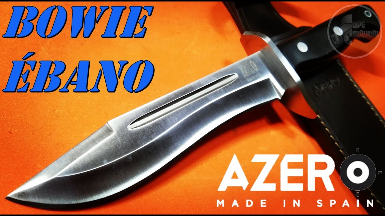 🔥CUCHILLO DE CAZA ESPAÑOL BOWIE AZERO MADERA ÉBANO 232111, ELEGANTE Y CALIDAD🔥
