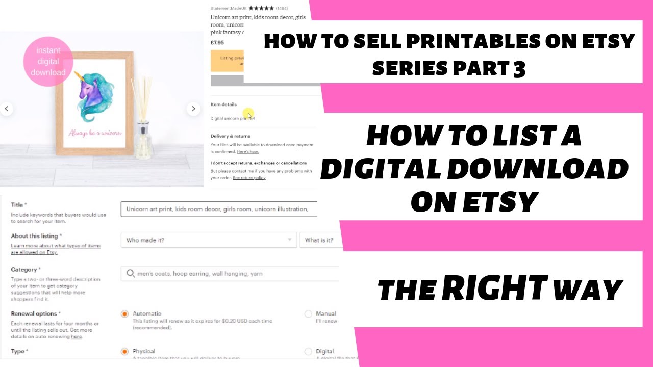 HOW TO LIST A DIGITAL DOWNLOAD ON ETSY,  PASSIVE INCOME ON ETSY - SELLING PRINTABLES ON ETSY