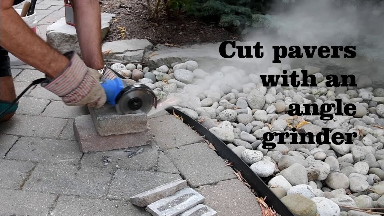 Paver stone cut with angle grinder
