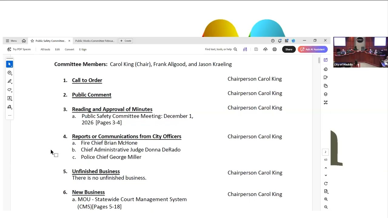 Committee Meetings - Feb. 2, 2026 - City of Mauldin, SC