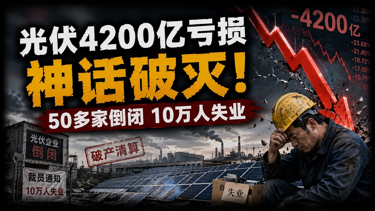 中国光伏4200亿亏损、10多万人失业、50多家企业倒闭&mdash;&mdash;这场产业暴跌，撕开了新能源神话背后的泡沫。从&ldquo;绿色黄金&rdquo;到&ldquo;血亏寒冬&rdquo;只用了三年！谁在为寒冬买单？
