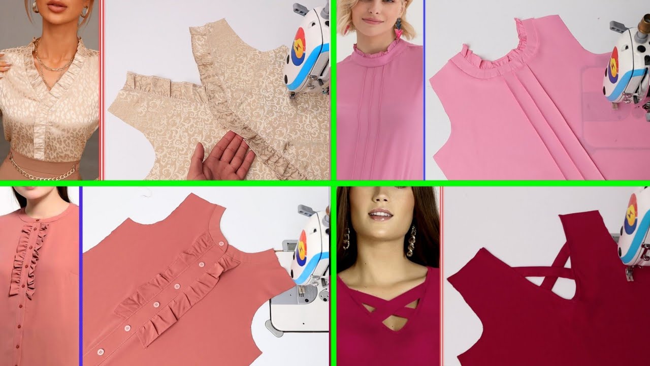 Four basic ways to cut and sew women's collar designs | Sewing tutorial and technique.