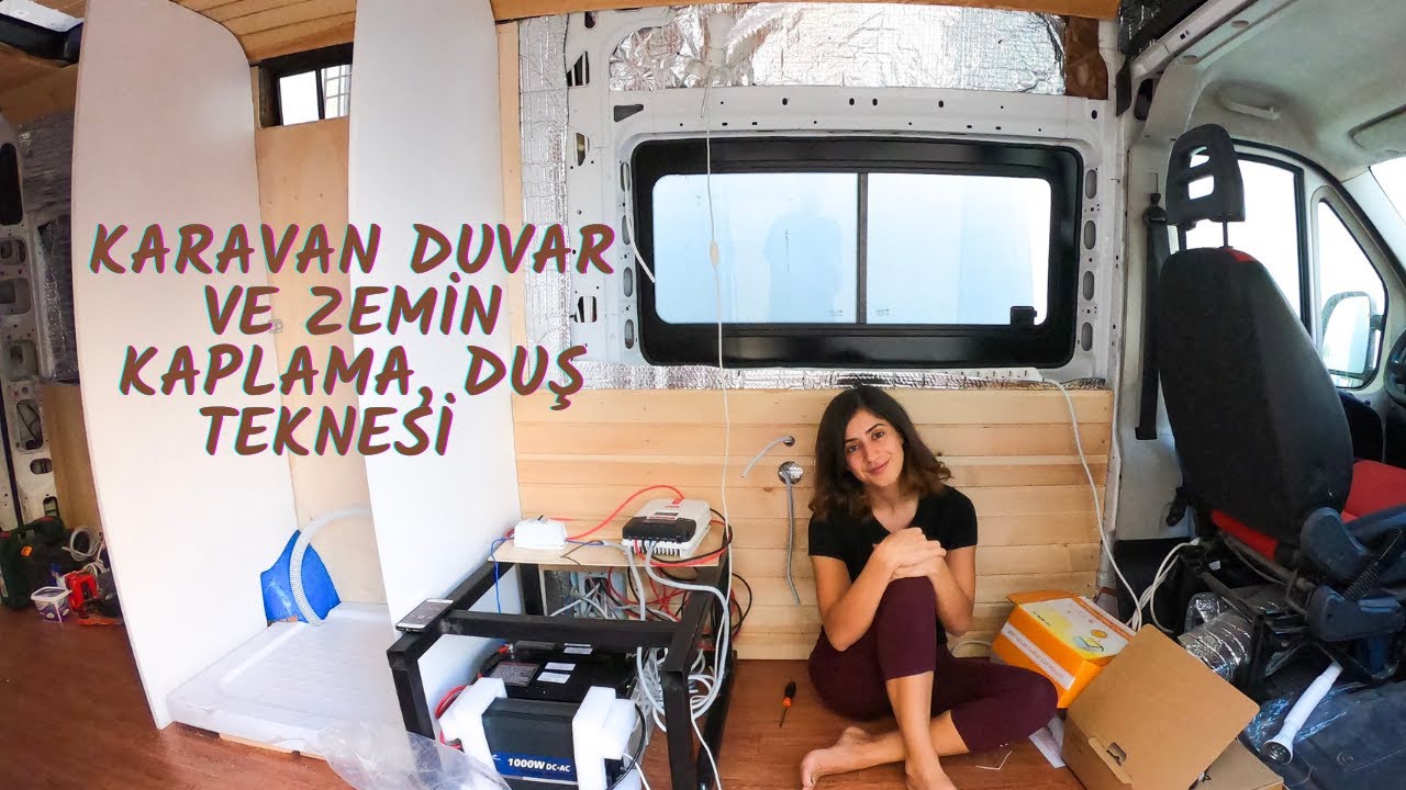 KARAVAN YAPIMI 6 - DUVAR VE ZEMİNİ KAPATTIK - DUŞ TEKNESİ VE DUVARI- YOLCU KOLTUĞU MONTAJI