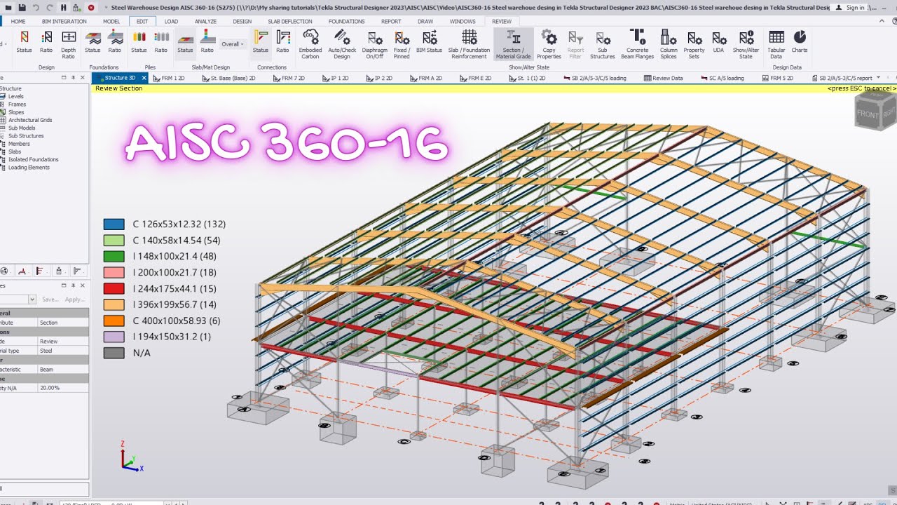 3.1 Different Ways to Model Portal Frame in Tekla Structural Designer 2024: AISC 360-16