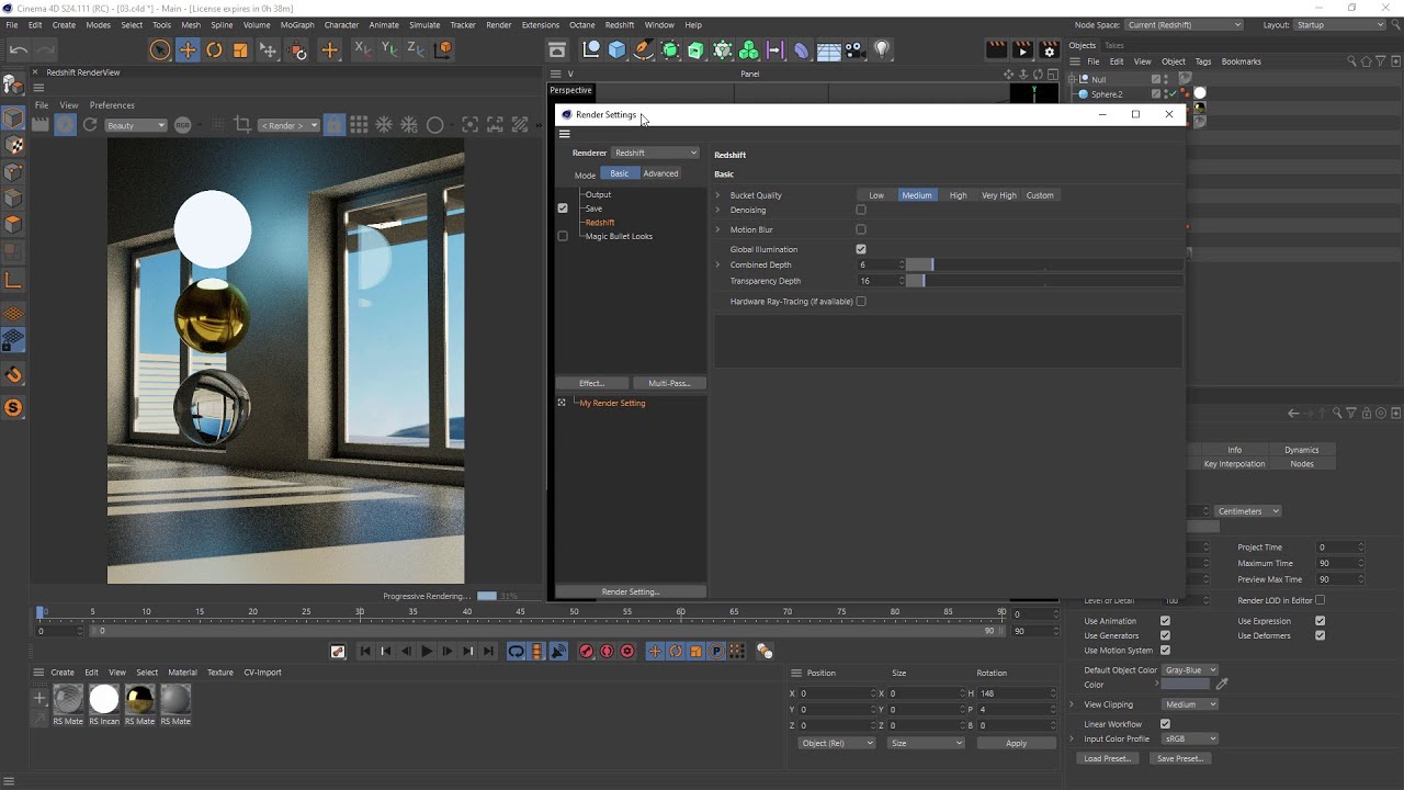 91. Видеоурок по Cinema 4D: Новый Redshift 3.0.48 (интерфейс, ACES)