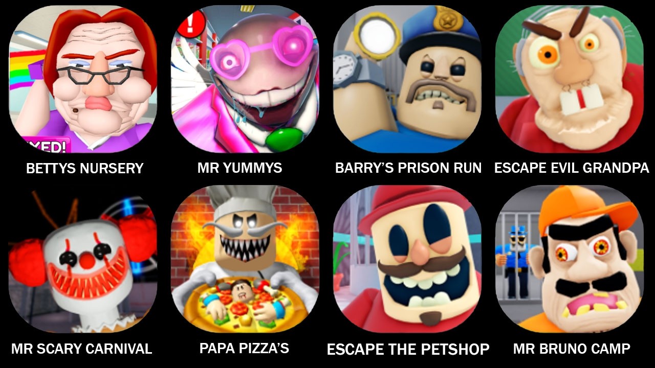 BETTY'S NURSERY!, ESCAPE MR YUMMY'S SUPERMARKET OBBY!, BARRY'S PRISON RUN! (OBBY)